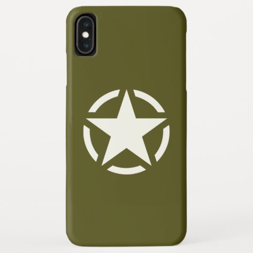 Star Stencil Vintage Decal on Khaki Green iPhone XS Max Case