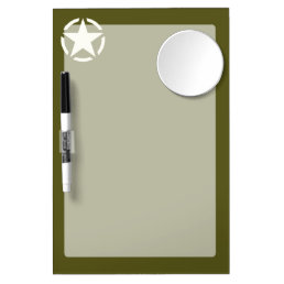 Star Stencil Vintage Decal on Khaki Green Dry Erase Board With Mirror