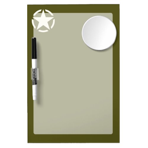 Star Stencil Vintage Decal on Khaki Green Dry Erase Board With Mirror