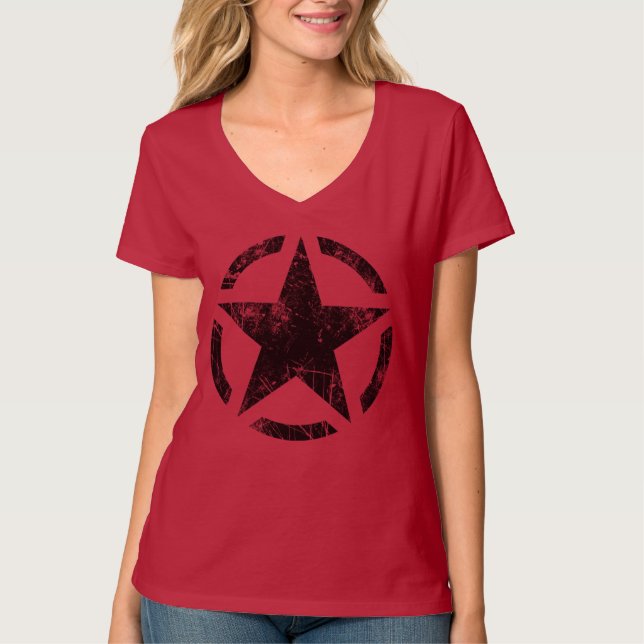 Star Stencil Vintage Decal T-Shirt (Front)
