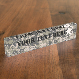 Star Stencil Vintage Digital Camo Personalize Name Plate