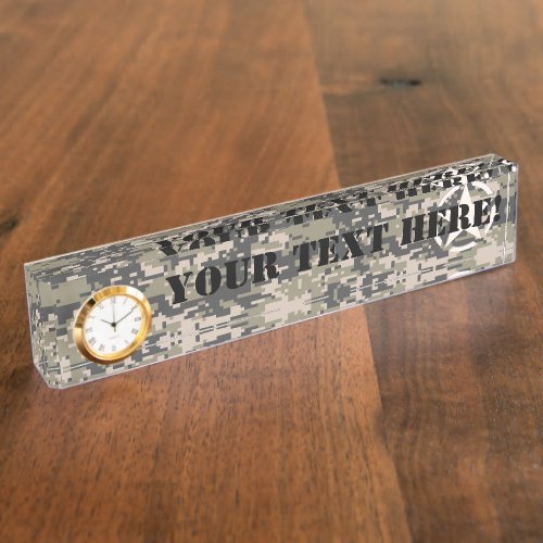 Star Stencil Vintage Digital Camo Personalize Nameplate