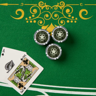 Star Stencil Vintage Graphic Digital Camo Style Poker Chips