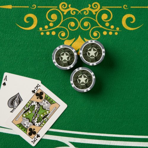 Star Stencil Vintage Graphic Digital Camo Style Poker Chips