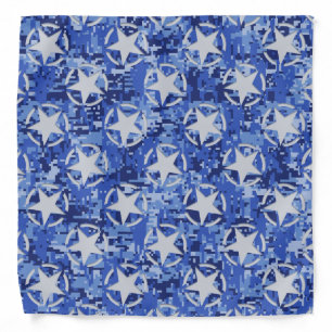 Star Stencil Vintage Navy Blue Digital Camo Bandana