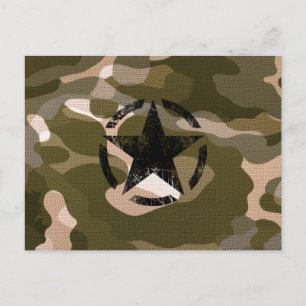 Star Stencil Vintage on Camouflage Postcard