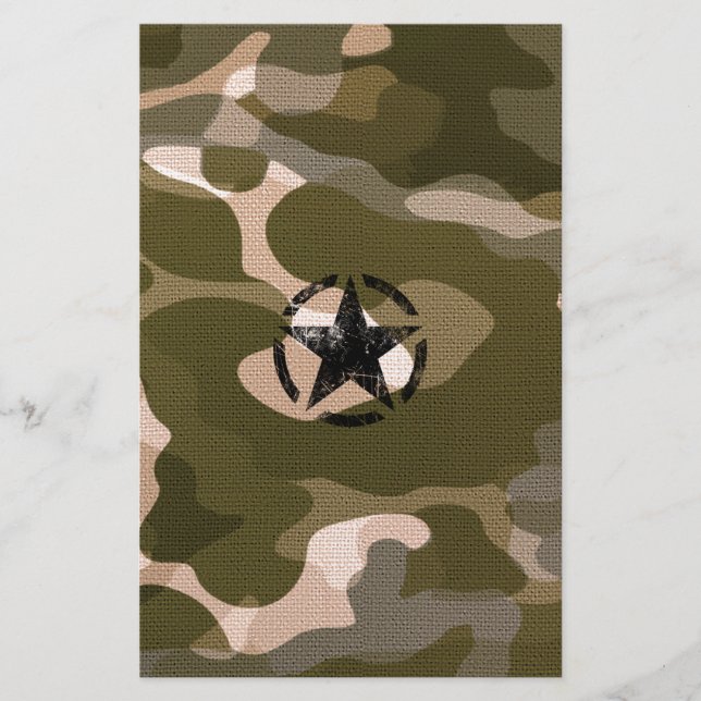 Star Stencil Vintage on Camouflage Stationery (Front)