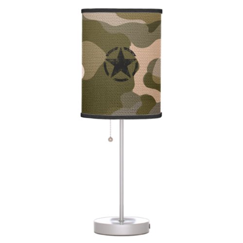 Star Stencil Vintage on Camouflage Table Lamp
