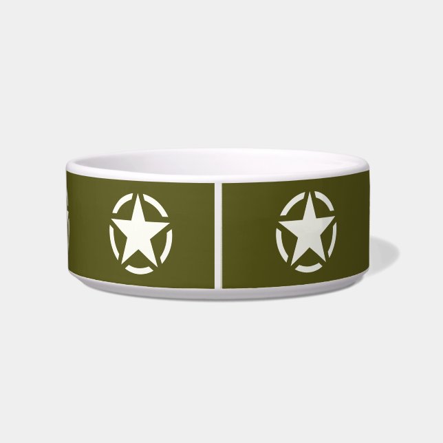 Star Stencil Vintage on Khaki Green Bowl (Back)