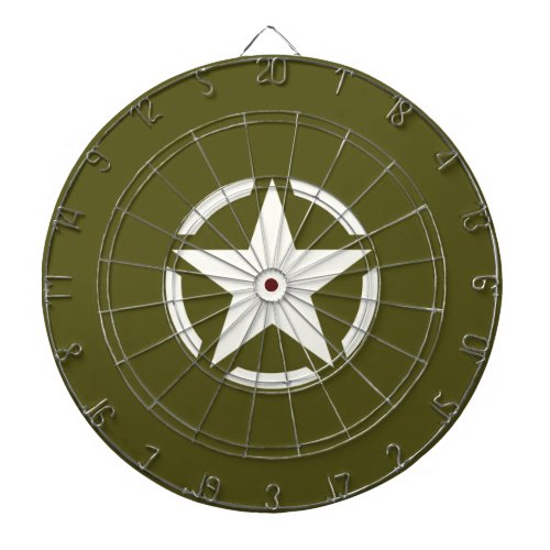 Star Stencil Vintage on Khaki Green Dart Board