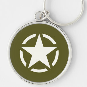 Star Stencil Vintage on Khaki Green Keychain