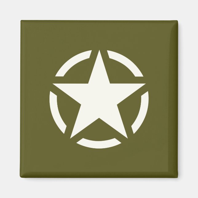 Star Stencil Vintage on Khaki Green Magnet (Front)
