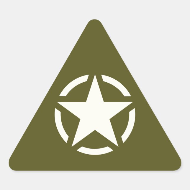 Star Stencil Vintage on Khaki Green Triangle Sticker (Front)