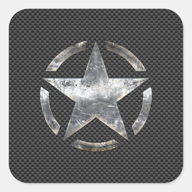 Star Stencil Vintage Tag Carbon Fiber Style (Front)