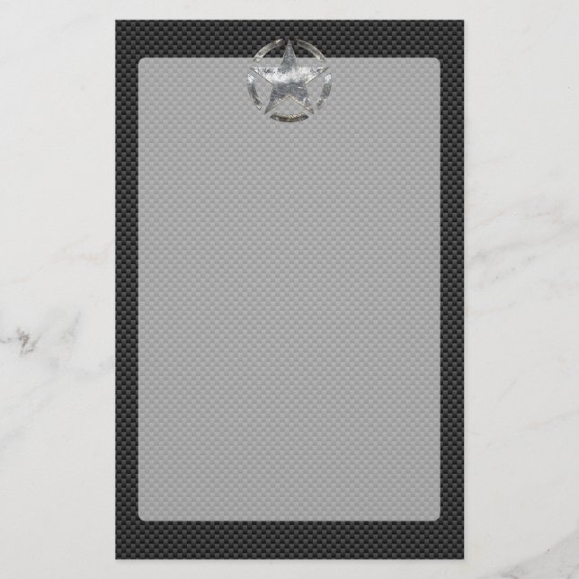 Star Stencil Vintage Tag Carbon Fiber Style Stationery (Front)