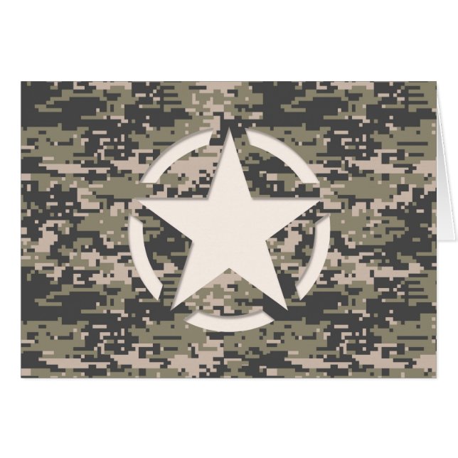 Star Stencil Vintage Tag Digital Khaki Style (Front Horizontal)