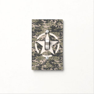 Star Stencil Vintage Tag Digital Khaki Style Light Switch Cover