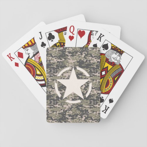 Star Stencil Vintage Tag Digital Khaki Style Playing Cards