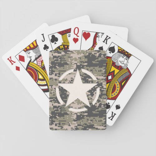 Star Stencil Vintage Tag Digital Khaki Style Playing Cards