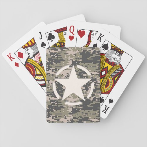 Star Stencil Vintage Tag Digital Khaki Style  Poker Cards