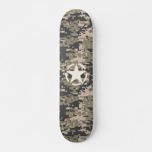 Star Stencil Vintage Tag Digital Khaki Style Skateboard