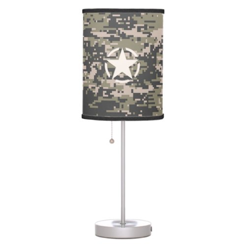 Star Stencil Vintage Tag Digital Khaki Style Table Lamp