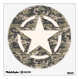Star Stencil Vintage Tag Digital Khaki Style Wall Decal