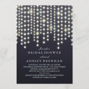 Star String Lights Dark Blue Bridal Shower Invitation