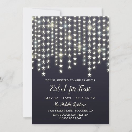 Star String Lights Dark Blue Eid Feast Invitation