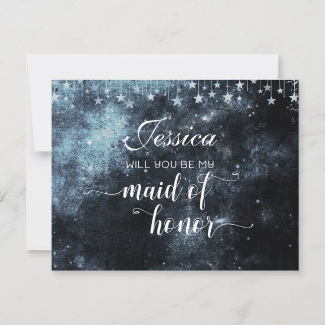 Star Struck Celestial Will You Be My Maid of Honor Invitation (Front)