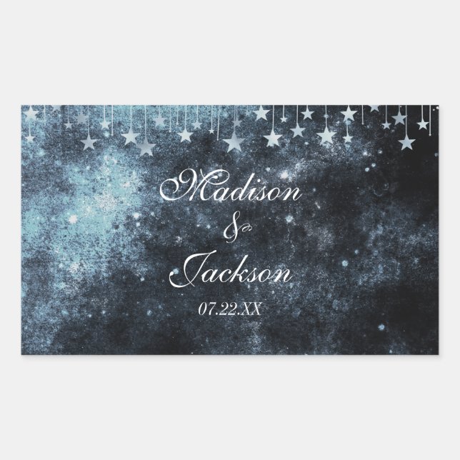 Star Struck Watercolor Celestial Wedding Monogram Rectangular Sticker (Front)