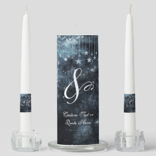 Star Struck Watercolor Celestial Wedding Monogram Unity Candle Set