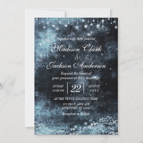 Star Struck Watercolor Galaxy Wedding Invitation