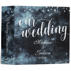 Star Struck Watercolor Night Wedding Photo Album Binder