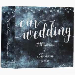 Star Struck Watercolor Night Wedding Photo Album Binder
