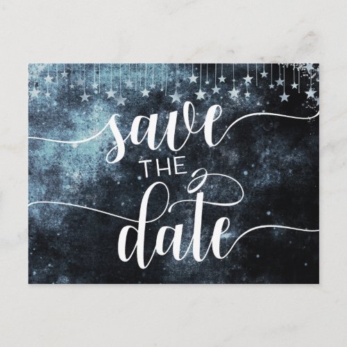 Star Struck Watercolor Sky Wedding Save the Date Announcement Postcard