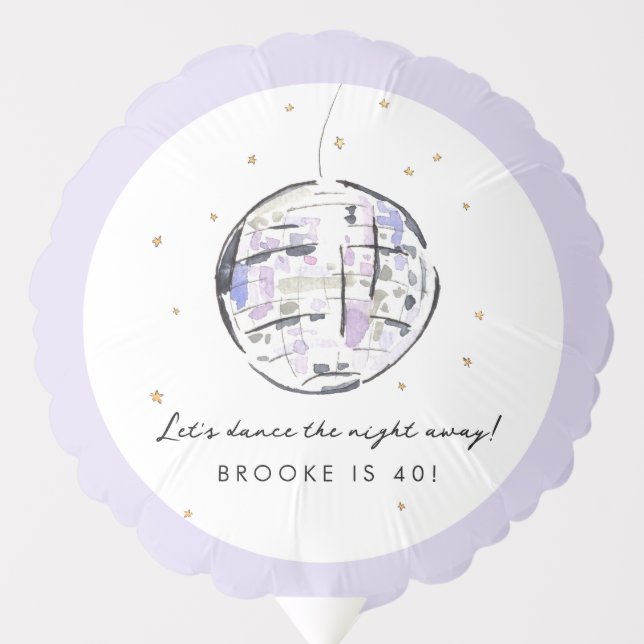 Star Studded Disco Ball Watercolor Birthday Party Balloon (Front)