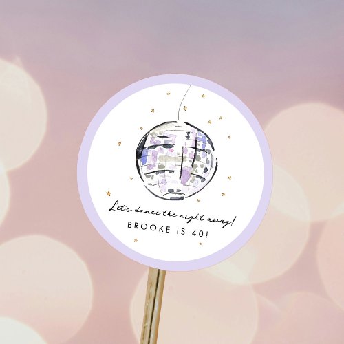 Star Studded Disco Ball Watercolor Birthday Party Classic Round Sticker