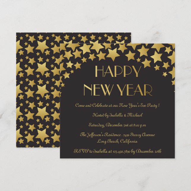 Star Studded New Years Eve Party Invitation (Front/Back)