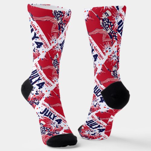 Star Studded Uncle Sam Birthday 4th July Socks