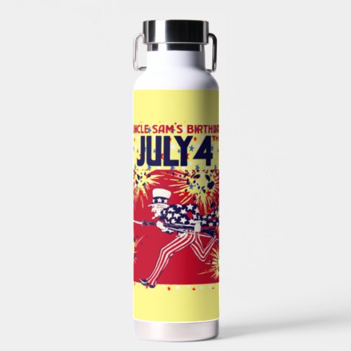 Star Studded Uncle Sam Birthday 4th July Water Bottle