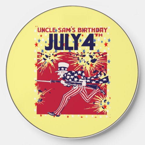 Star Studded Uncle Sam Birthday 4th July Wireless Charger
