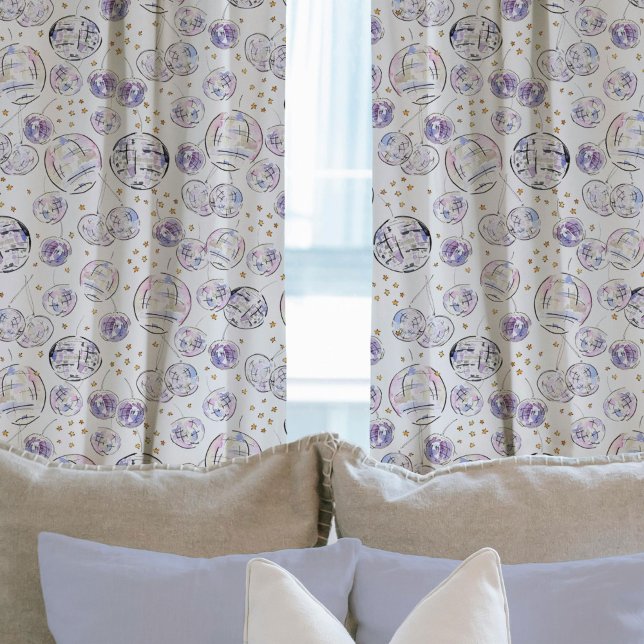 Star Studded Watercolor Disco Ball Sheer Curtains (Star Studded Watercolor Disco Ball Curtains)
