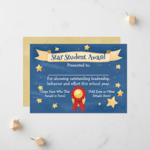 Star Student Award Certificate School Kids 8.5x11 Announcement