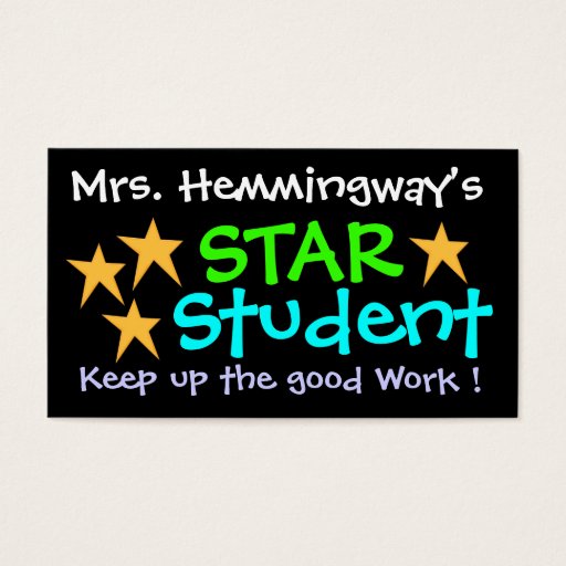 Customizable Star Student Certificate by SRF Business Card