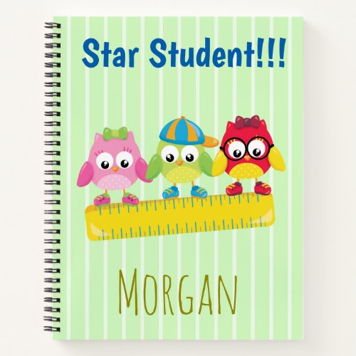 Star Student Cute Owls Notebook