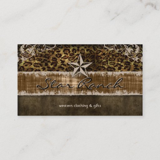 Customizable Star Suede Business Card Gold Leopard H
