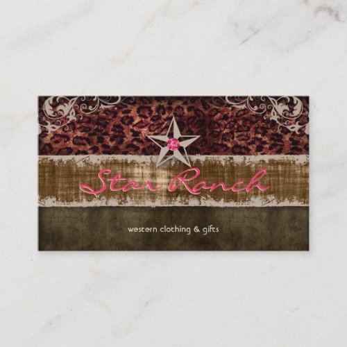 Star Suede Business Card Leopard Brown H