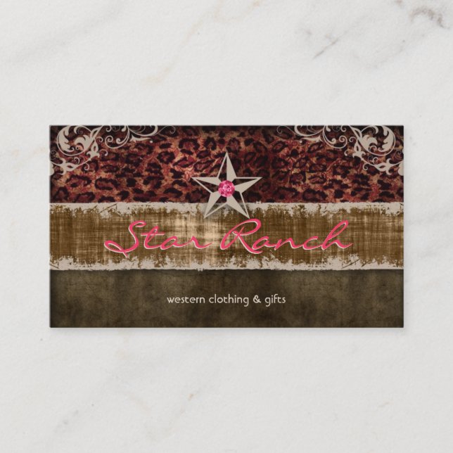 Star Suede Business Card Leopard Brown H (Front)