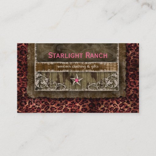 Customizable Star Suede Business Card Leopard Pink H